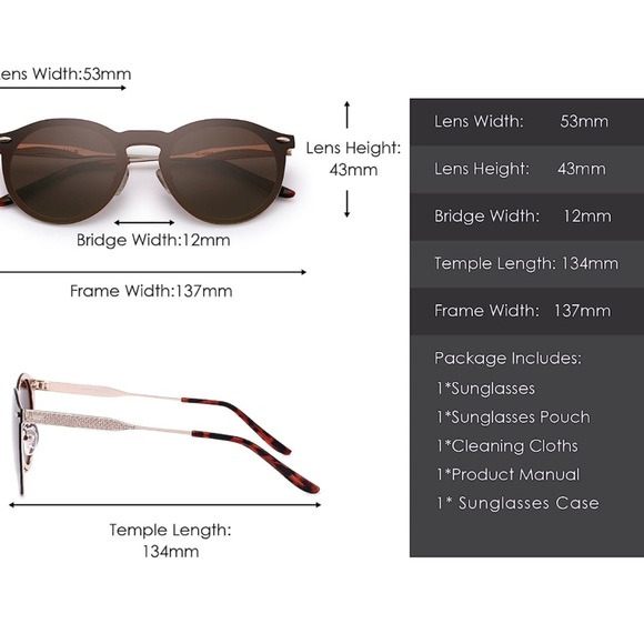 JIM HALO Polarized Round Sunglasses One Piece Rimless (Gold/Polarized Brown) - Picture 5 of 7